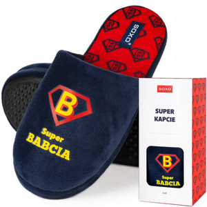 Kapcie dla Babci SOXO Super Babcia w pudełku na prezent 