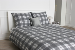 POŚCIEL BAWEŁNA KRATA SZARA
