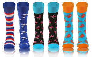 Kolorowe zabawne skarpety damskie męskie 3 pary Fitness Cotton Sesto Senso – styl i komfort