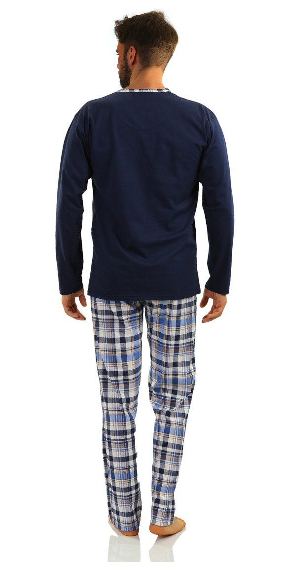 Pomarańczowa klasyczna piżama męska długa 100% bawełna Jasiek Sesto Senso – całoroczny komfort