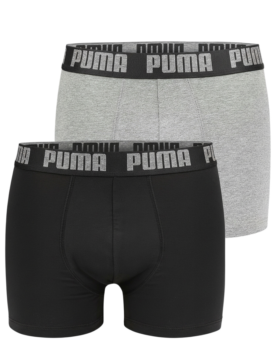 Bokserki Męskie 2 Pack Puma Comfort Stretch Szare/Czarne