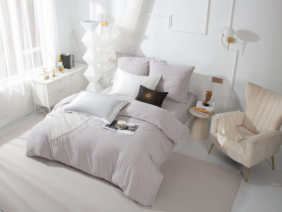 POŚCIEL QUEEN SZARY BIAŁA BIZA