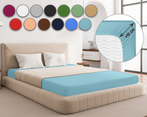 Niebieskie elastyczne prześcieradło z gumką 80% bawełna Jersey Sesto Senso – komfort snu