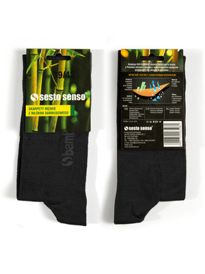 Grafitowe bambusowe skarpety męskie garniturowe 4-pak Sesto Senso – komfort i higiena