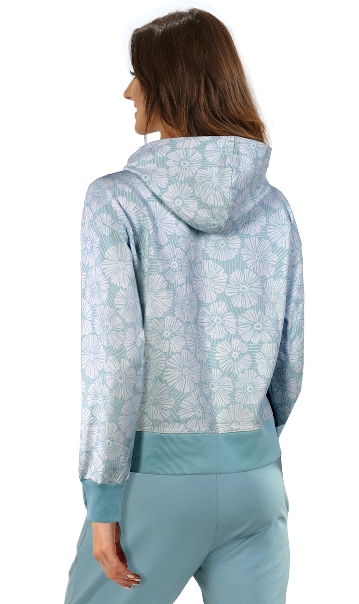 Niebieska ciepła bluza damska 95% bawełna z kapturem Sesto Senso – komfort termiczny