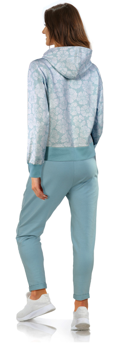 Niebieska ciepła bluza damska 95% bawełna z kapturem Sesto Senso – komfort termiczny