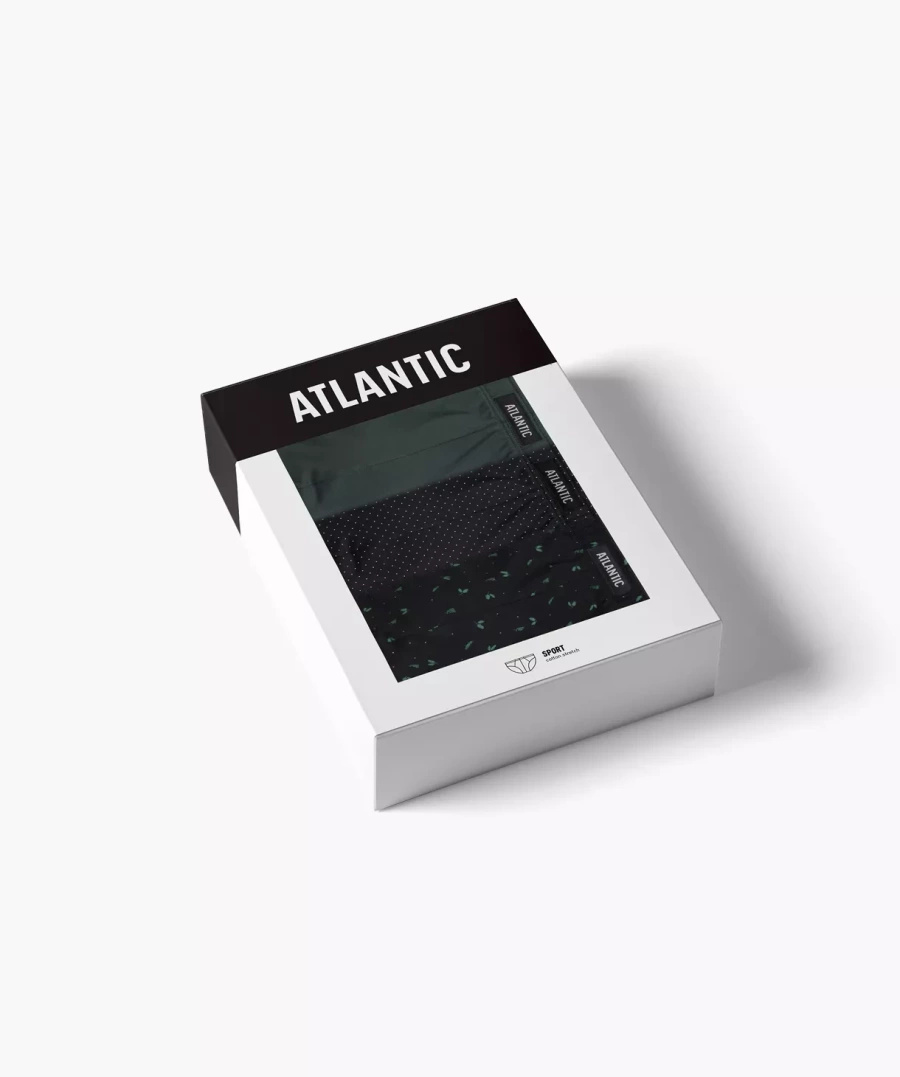 Zielone wzorzyste slipy męskie 3-pak | bawełna 95% | Atlantic – maksymalna wygoda ruchów