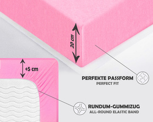 Różowe elastyczne prześcieradło z gumką 80% bawełna Jersey Sesto Senso – komfort snu