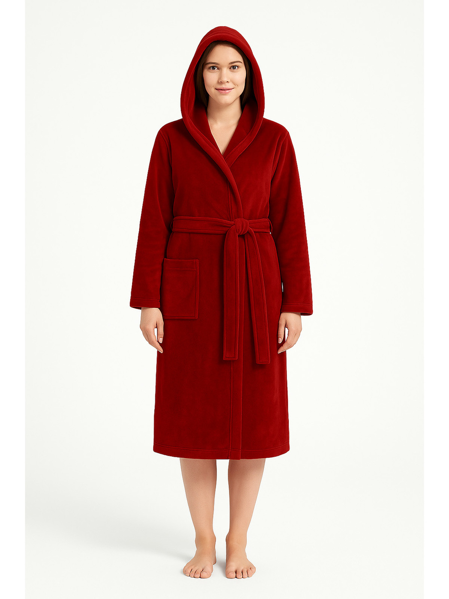 Bordowy miękki szlafrok damski z kapturem Paulo Sestimi – idealny do sauny i spa