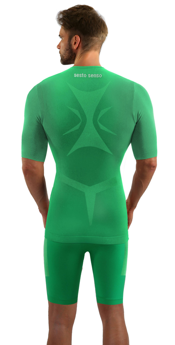 Zielony bezszwowy komplet męski bielizny termoaktywnej krótki Sesto Senso – komfort i ochrona