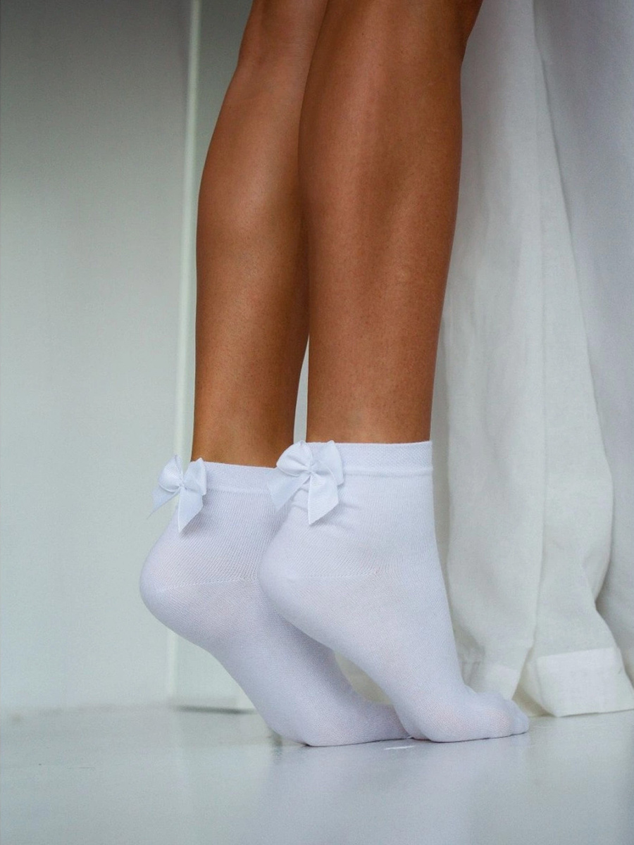 Skarpetki damskie z kokardą rypsową