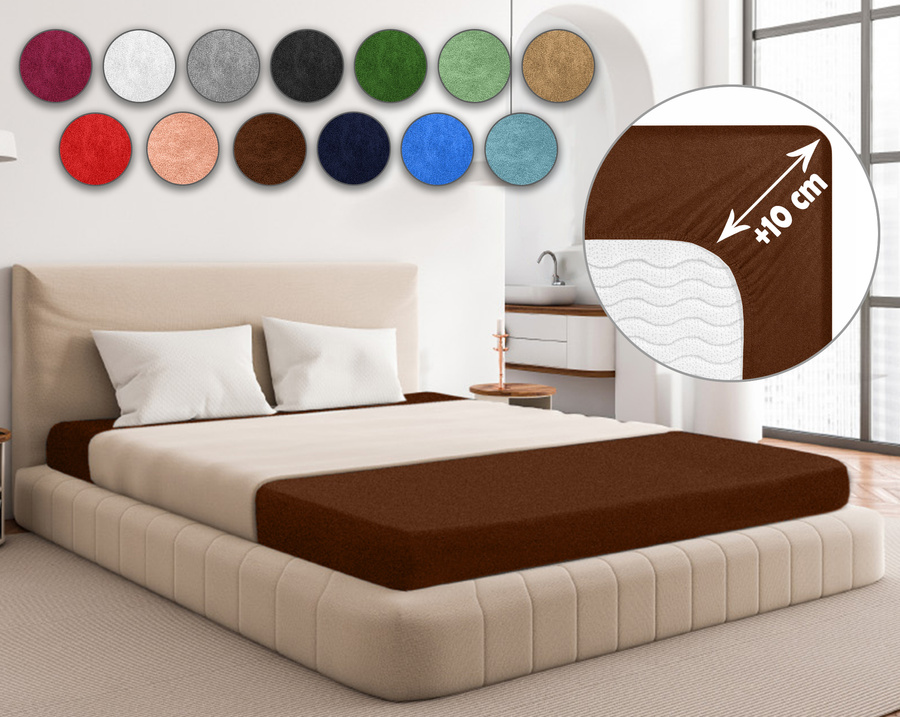 Brązowe elastyczne prześcieradło z gumką frotte 100% bawełna Sesto Senso – komfortowy sen