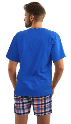 Niebieska bawełniana piżama męska krótka 100% bawełna Jasiek Sesto Senso – komfort i styl snu