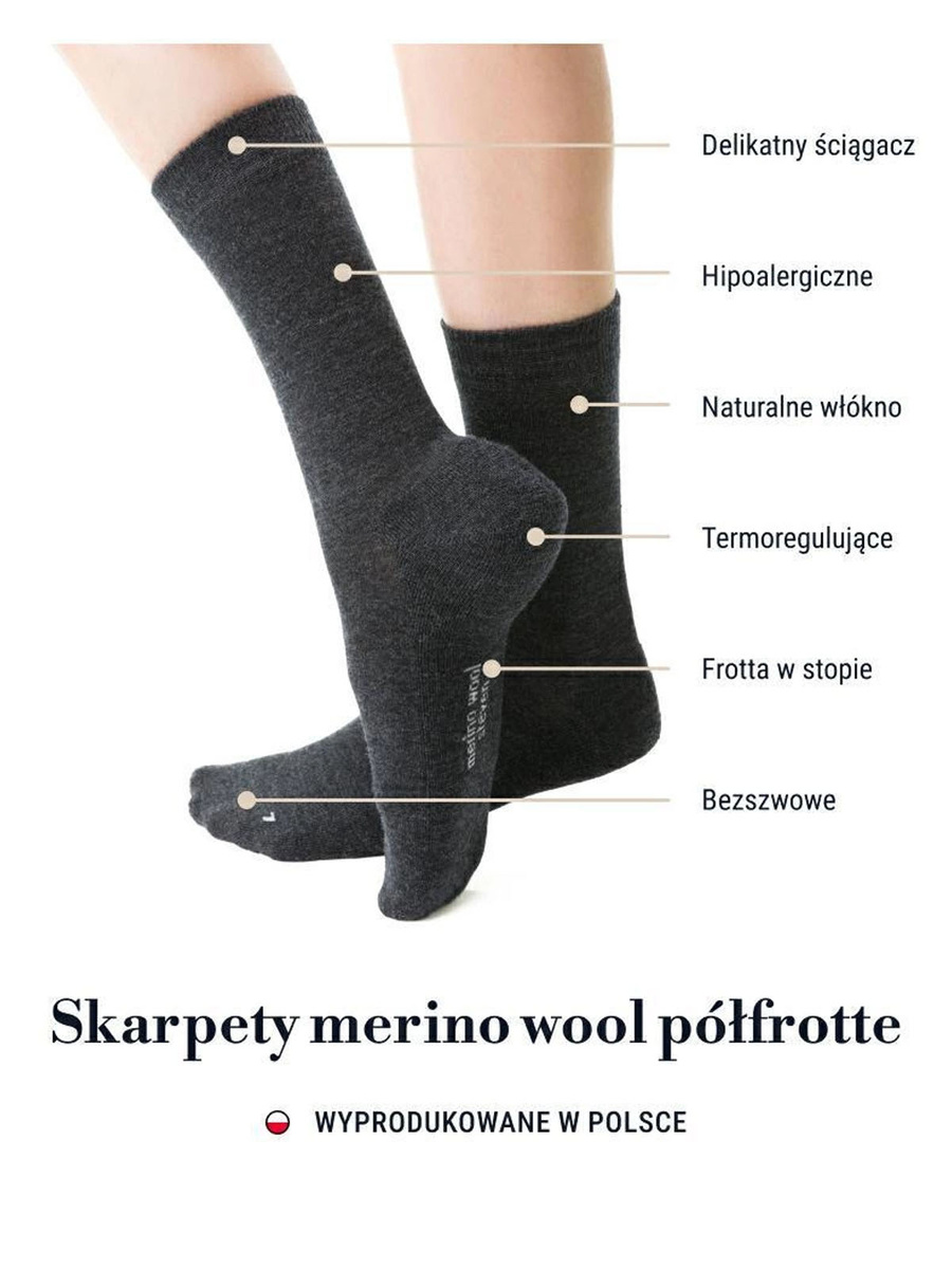 Skarpetki półfrotte merino wool błękitne