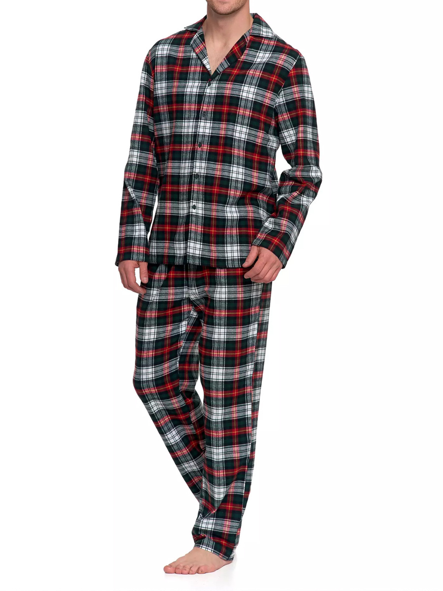 Flanelowa piżama damska z długim rękawem