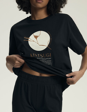 Damska piżama bawełniana Dairoku 43728 czarna