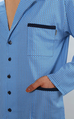 Piżama Męska Długi Rękaw Rozpinana