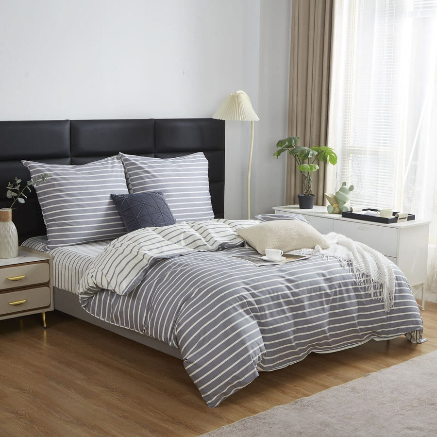 Szara dwustronna pościel Satynowa Model S055 Spod Igły i Nitki – komfortowy sen