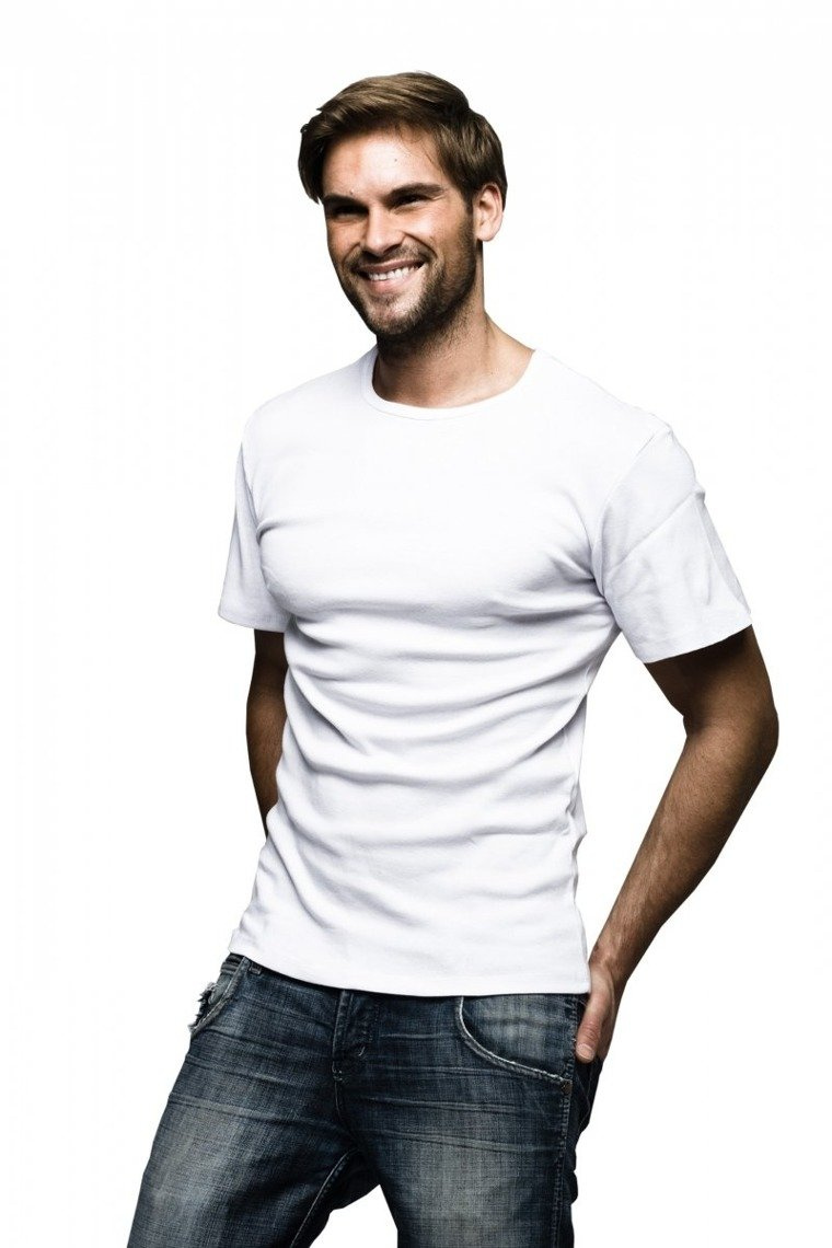 Biała gładka koszulka męska 100% bawełna Art. 112 Sesto Senso – komfort na co dzień