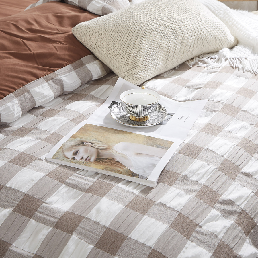 POŚCIEL CREASY CHECK BRĄZ