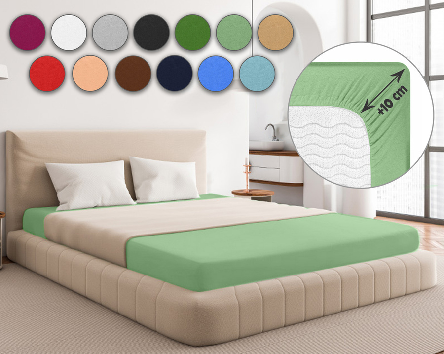 Jasnozielone elastyczne prześcieradło z gumką 80% bawełna Jersey Sesto Senso – komfort snu