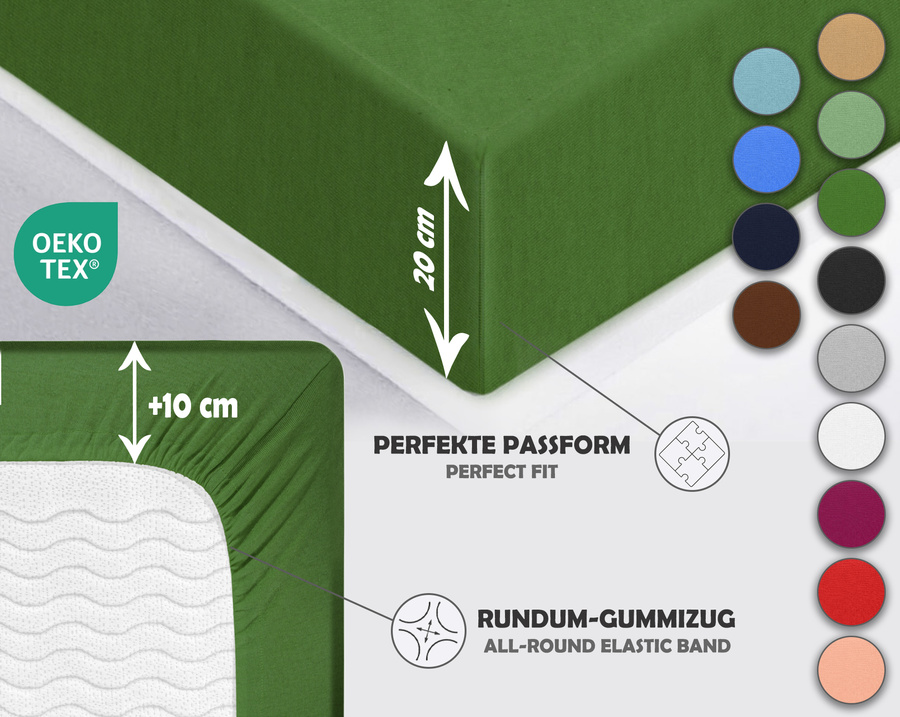 Zielone elastyczne prześcieradło z gumką 80% bawełna Jersey Sesto Senso – komfort snu