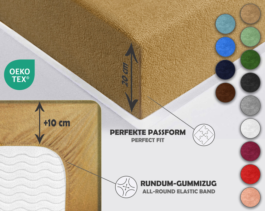 Beżowe elastyczne prześcieradło z gumką frotte 100% bawełna Sesto Senso – komfortowy sen