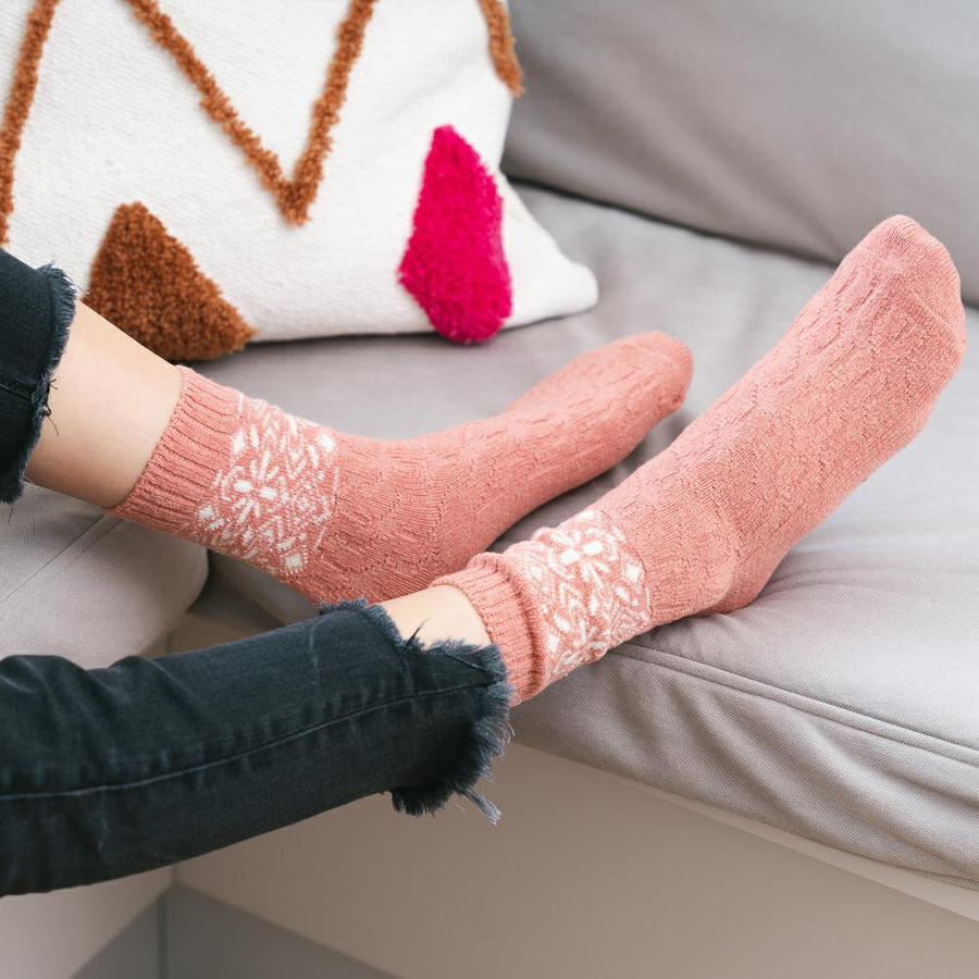 Wełniane Skarpetki Damskie Fiolet Róż Łosoś