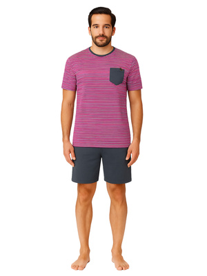 Modna piżama męska beMen 100% bawełna, krótkie rękawy i spodenki – wygoda w domu