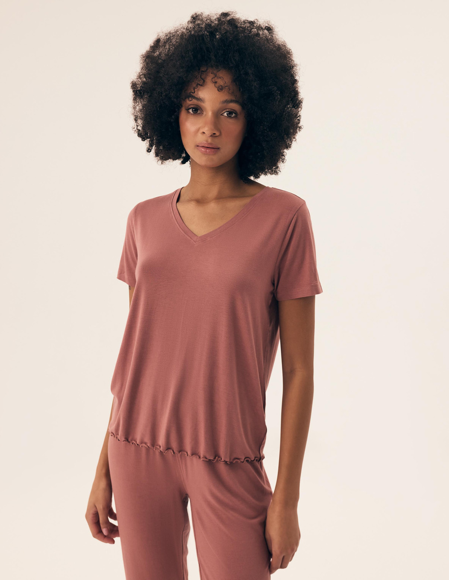 Damska piżama bawełniana Noves 43023 mauve