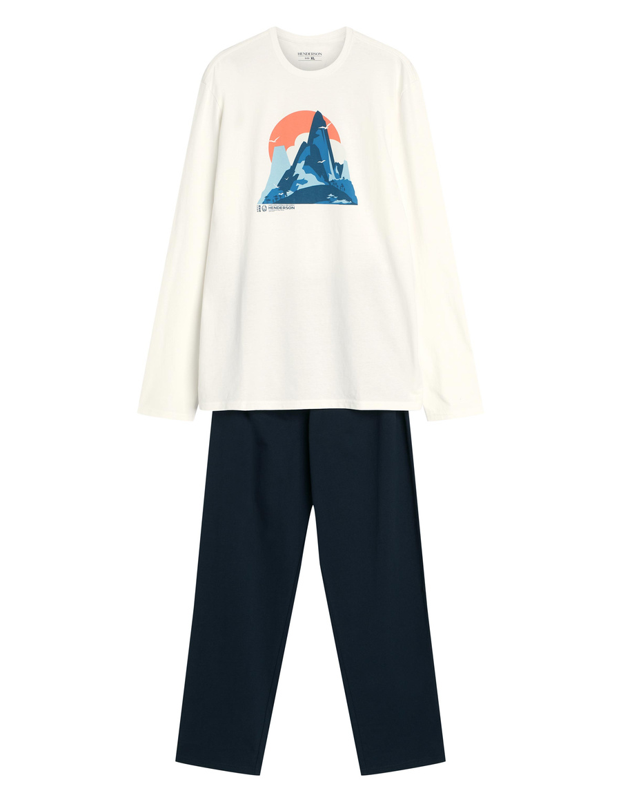 Męska piżama 43475 biała bawełniana