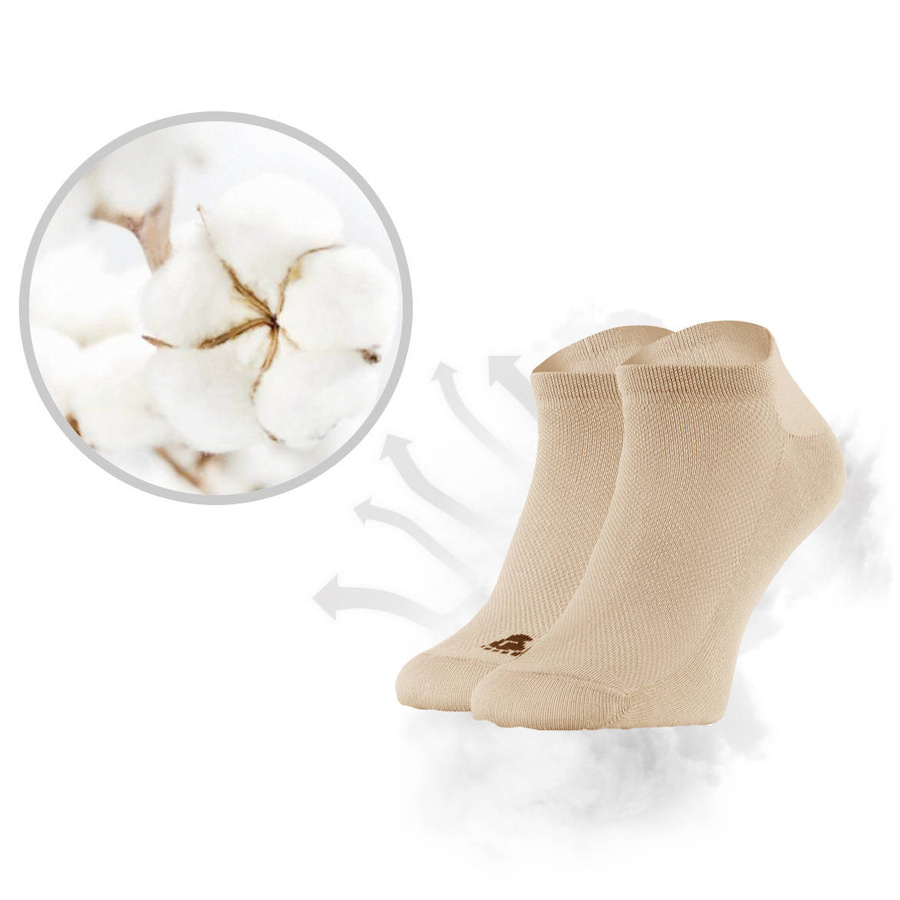 Beżowe skarpetki stopki męskie 80% bawełna Air Control Sneakers Sesto Senso – komfort sportowy