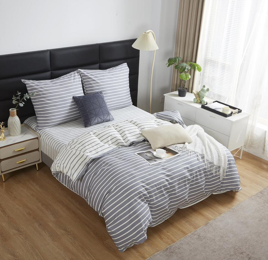 Szara dwustronna pościel Satynowa Model S055 Spod Igły i Nitki – komfortowy sen