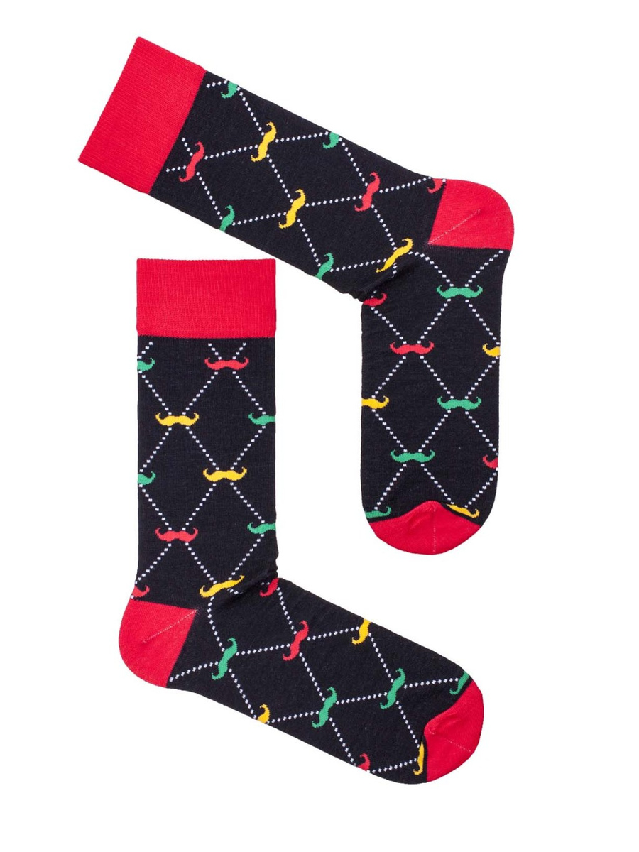 Skarpetki męskie Wąsy 0125.064, Kolor Czarny, Rozmiar 38-41