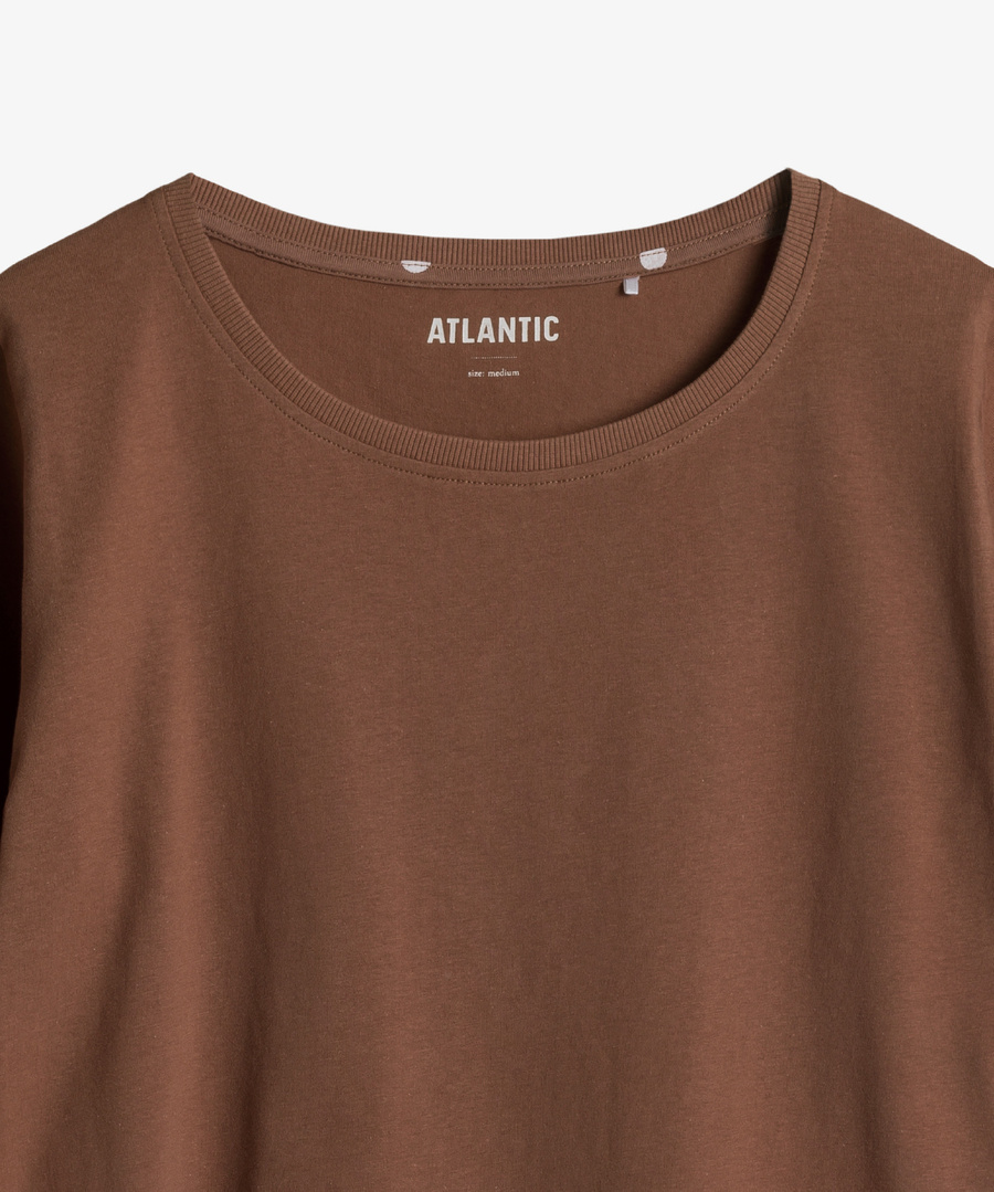 Brązowa piżama damska z krótkim rękawem 100% bawełna model NLP-471 Atlantic – komfort snu