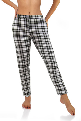 Długie spodnie piżamowe damskie w kratkę 100% bawełna Sesto Senso – komfort na co dzień