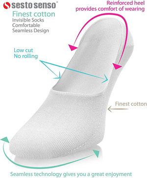 Białe niewidoczne stopki balerinki męskie z bawełny Sesto Senso – komfort przez cały dzień