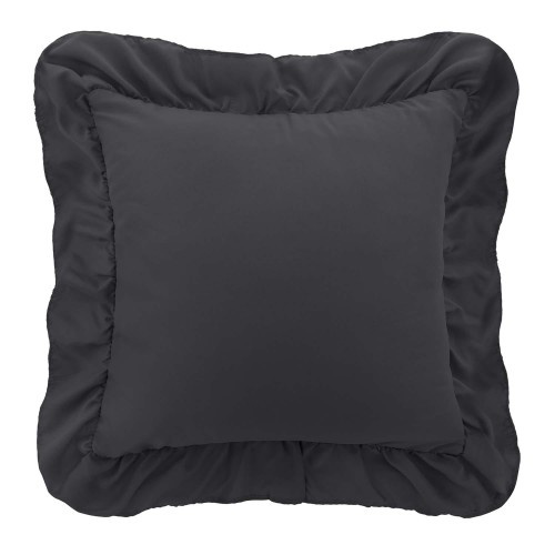 Grafitowa pikowana poszewka dekoracyjna RUFFY Spod Igły i Nitki – upiększenie sypialni