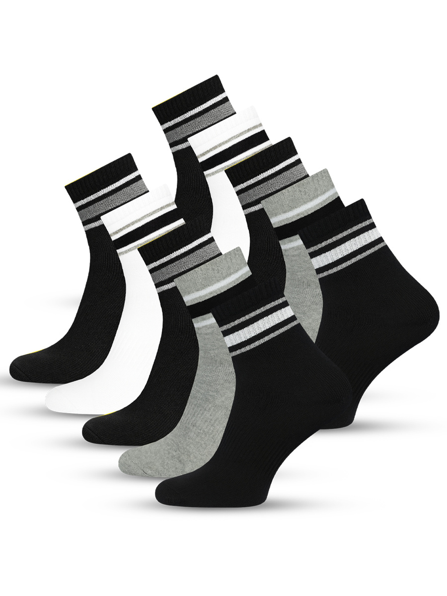 Skarpety Męskie Bawełniane Sportowe z Paskami 10 Pack