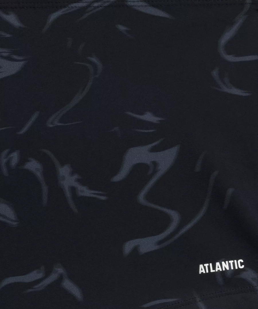 Atlantic Szorty kąpielowe męskie czarne grafitowy nadruk sportowy krój poliamid elastan szybkoschnące komfortowe
