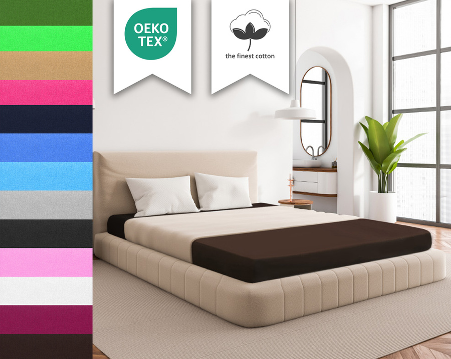 Brązowe elastyczne prześcieradło z gumką 80% bawełna Jersey Sesto Senso – komfort snu