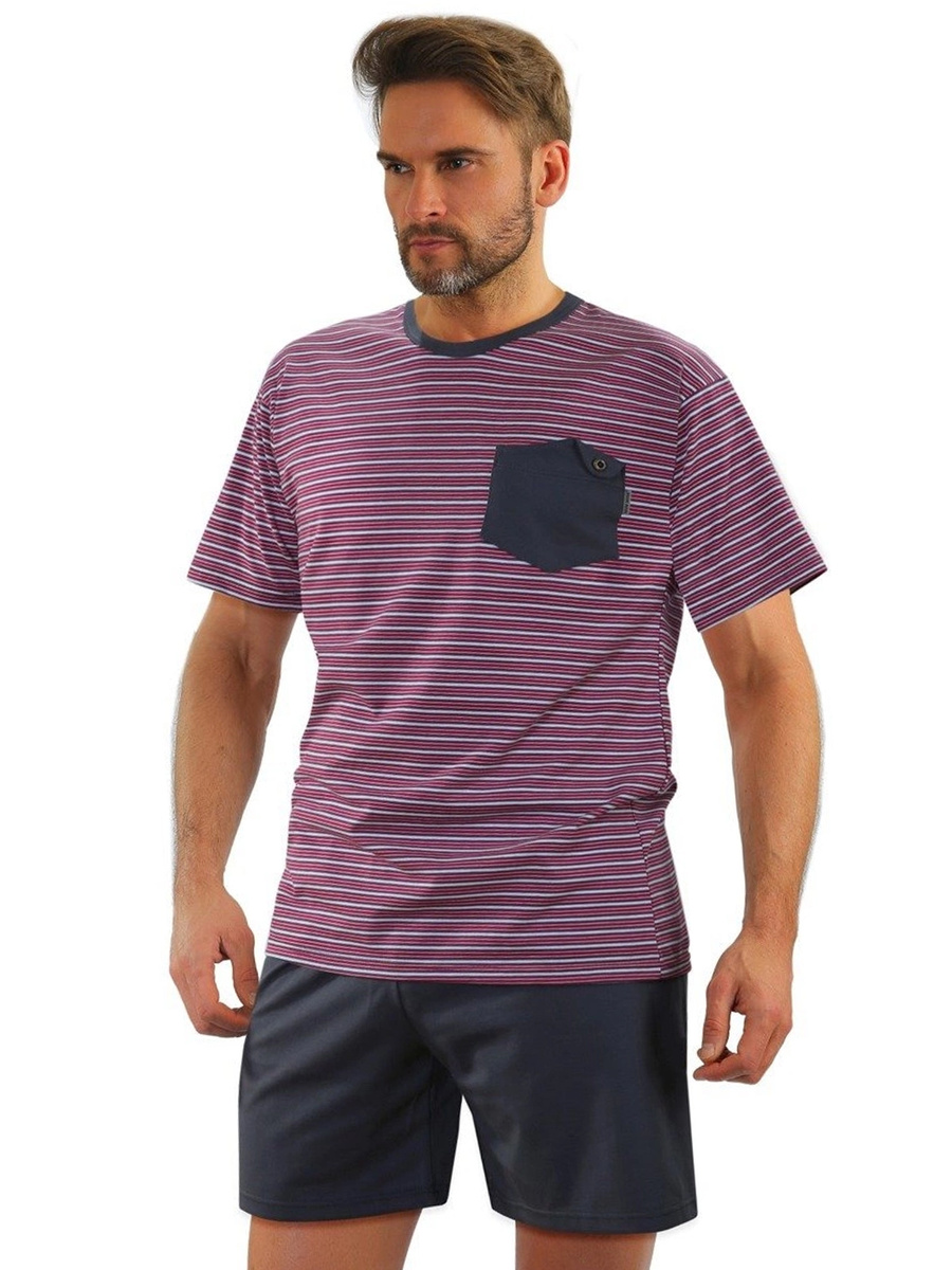 Piżama Męska Krótki Rękaw Krótkie Spodenki