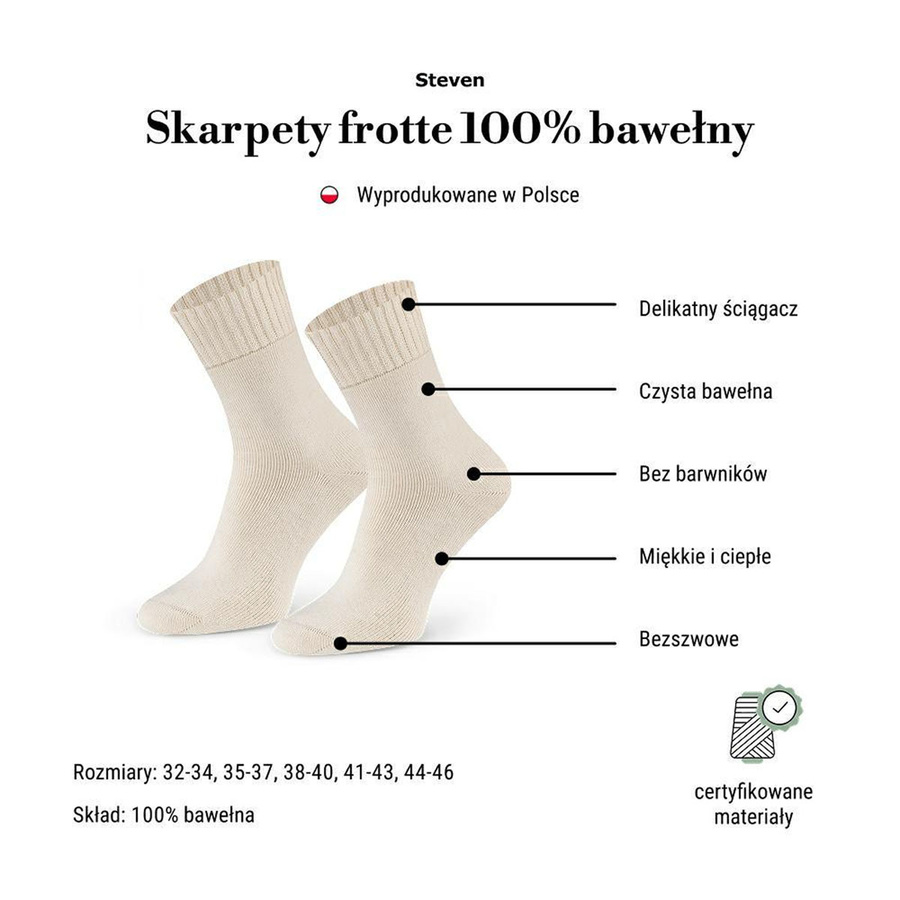 Skarpety 100% bawełna naturalna frotte
