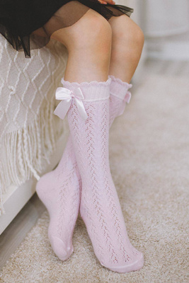 Podkolanówki Dziecięce Ażurowe z Kokardką 1382