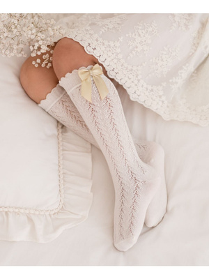 Podkolanówki Dziecięce Ażurowe z Kokardką 1382