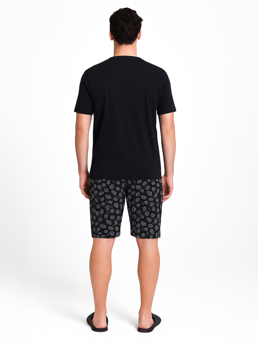 GIANNY Krótka Piżama Męska z Nadrukiem, czarna
