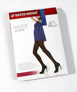 Niebieskie kryjące rajstopy damskie microfibra 40 DEN Hiver Sesto Senso – komfort i elegancja