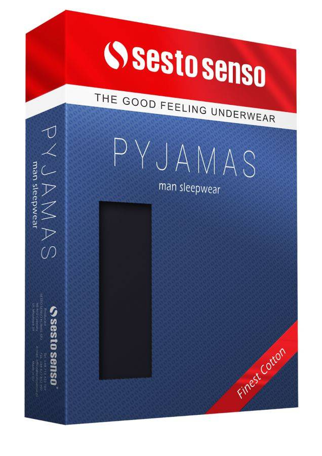 Granatowa klasyczna piżama męska długa 100% bawełna Jasiek Sesto Senso – całoroczny komfort