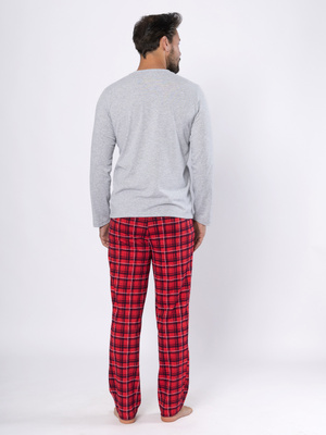 Czerwona świąteczna piżama męska 100% bawełna Sestimi – komfort na zimowe wieczory