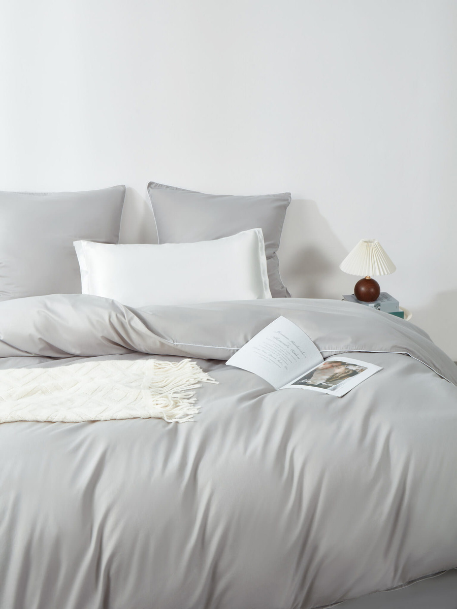 POŚCIEL SATYNA QUEEN PREMIUM SZARA